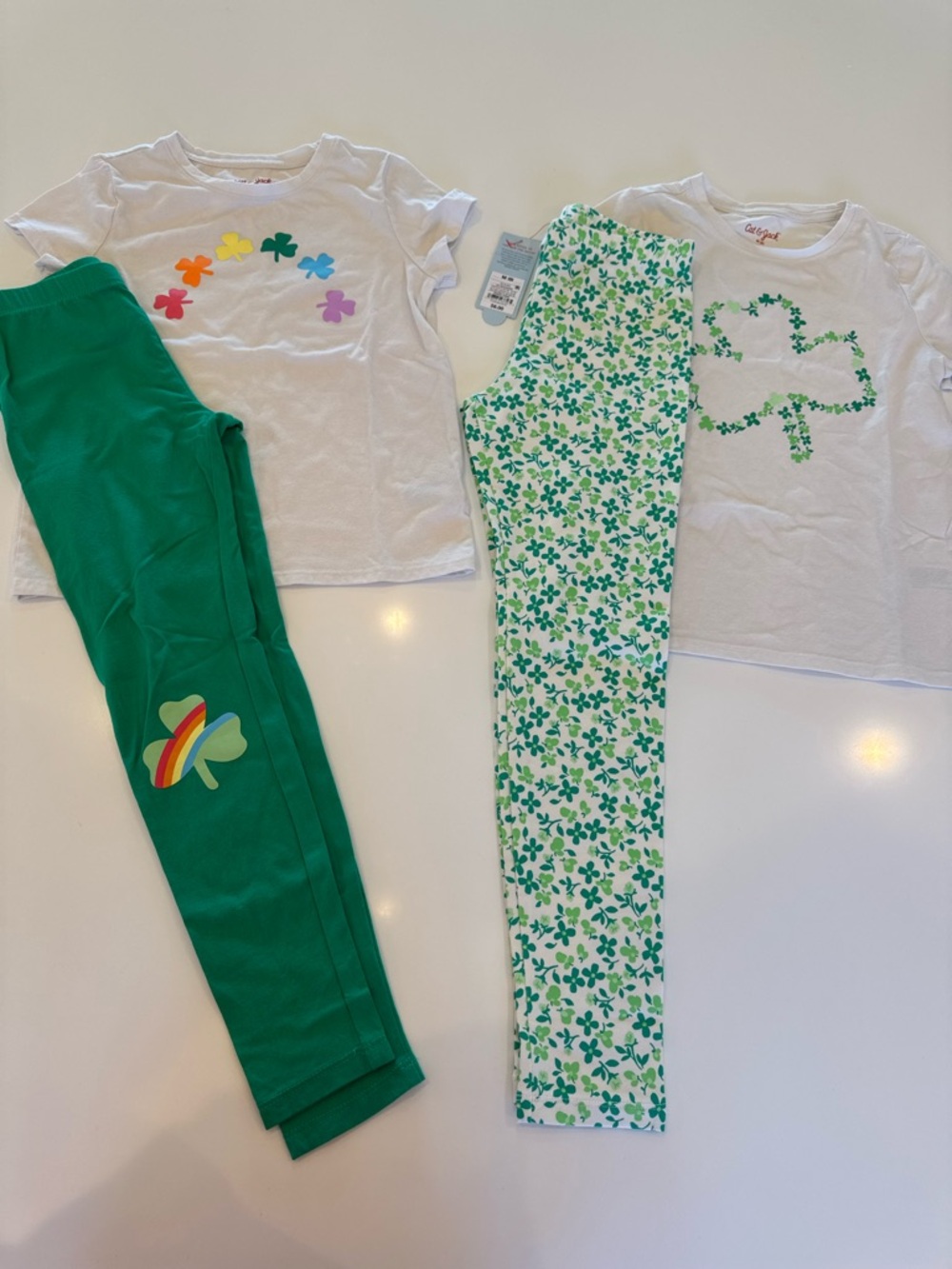 Cat & Jack size 8 shamrock tees with matching leggings
